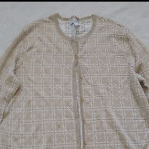 Liz Claiborne metallic gold cardigan knit sweater